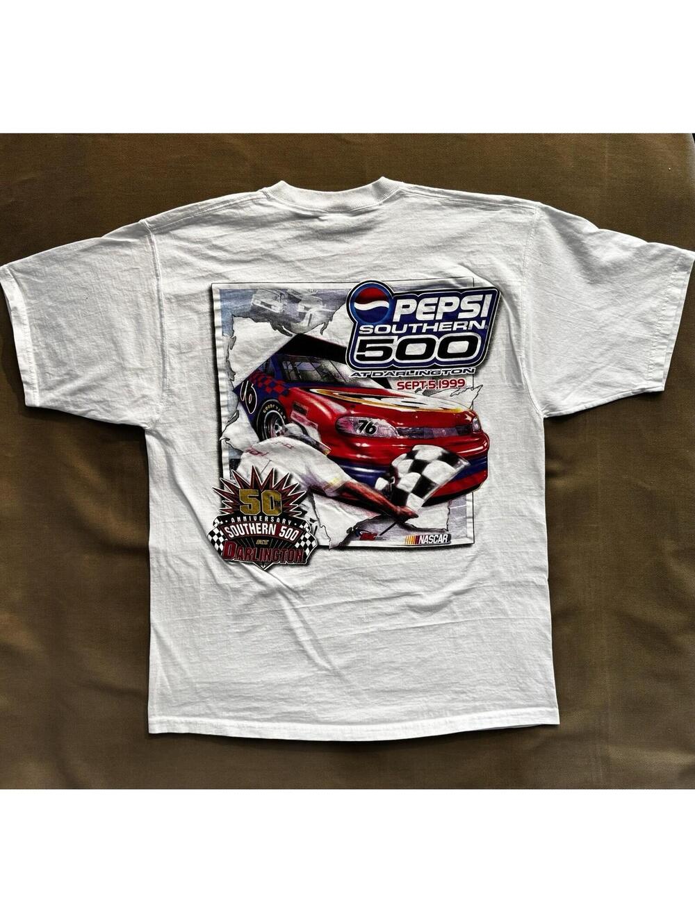 Vintage 90s NASCAR 1999 Pepsi Southern 500 At Darlington T-Shirt L Near Mint New